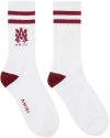 Amiri Logo-intarsia Ribbed Socks In White / Tomato