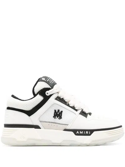 Amiri White Black Leather Cotton Ma Sneakers In Multi