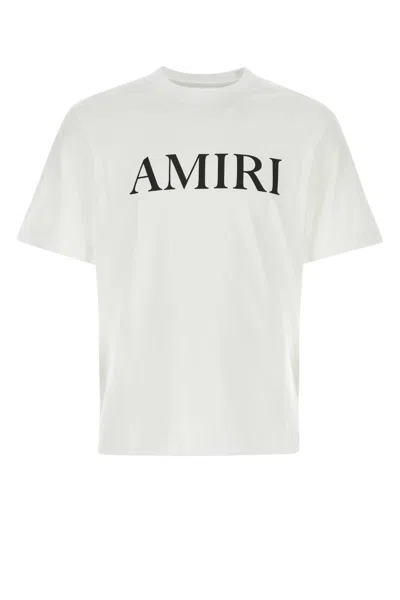 Amiri Cotton Crew Neck T-shirt With Contrasting Logo Detail In White