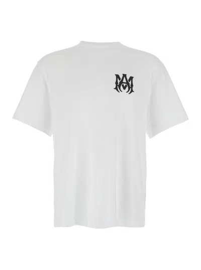 Amiri White Crewneck T-shirt With Logo Print On The Front And Logo Lettering On The Rear In Cotton M