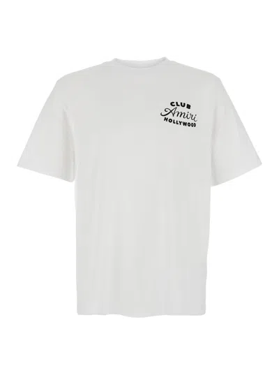 AMIRI WHITE CREWNECK T-SHIRT WITH LOGO LETTERING ON THE FRONT AND MAXI LOGO PRINT ON THE REAR IN COTTON MA