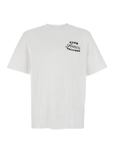AMIRI WHITE CREWNECK T-SHIRT WITH LOGO LETTERING ON THE FRONT AND MAXI LOGO PRINT ON THE REAR IN COTTON MA
