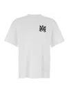 Amiri White Crewneck T-shirt With Logo Print On The Front And Logo Lettering On The Rear In Cotton Man