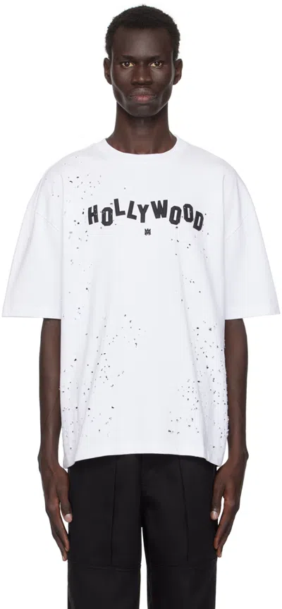 Amiri Hollywood Shotgun Distressed T-shirt In White