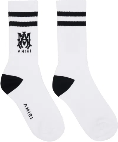 Amiri White 'ma' Core Logo Socks In Multi