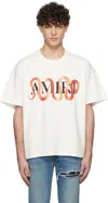 Amiri 'snake' White Crewneck T-shirt With Maxi Logo Print On The Front In Ivory