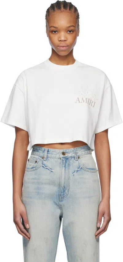 Amiri White Starburst Cropped T-shirt In Ivory