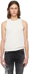 Amiri White Waffle Tank Top In Summer Sand