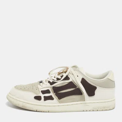 Pre-owned Amiri White/brown Leather And Suede Skel Low Top Sneakers Size 45