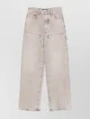 Amiri Wide-leg Distressed Denim Trousers With Carpenter Style In Neutral