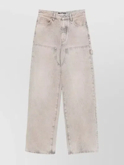 AMIRI WIDE-LEG DISTRESSED DENIM TROUSERS WITH CARPENTER STYLE