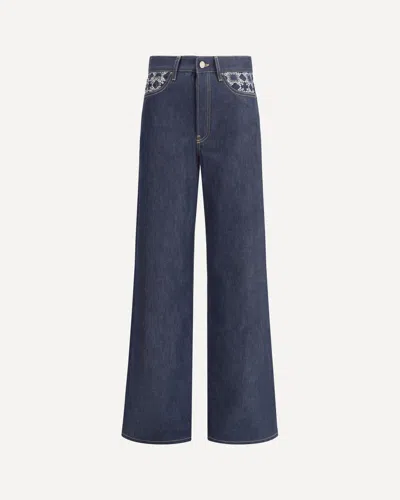 Amiri Wide Leg Jeans In Blue