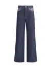 Amiri Cotton Denim Trousers With Belt Loops And Contrast Stitching In Raw Indigo