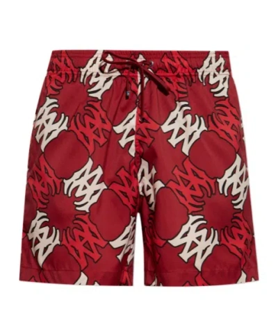 Amiri Wide-leg Swimming Shorts In Red
