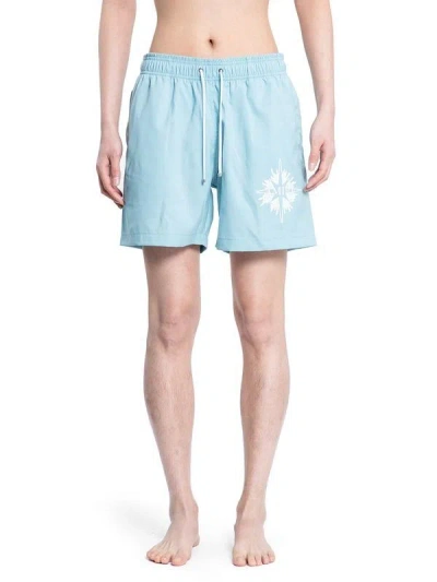 Amiri Wide-leg Swimming Trunks In Blue