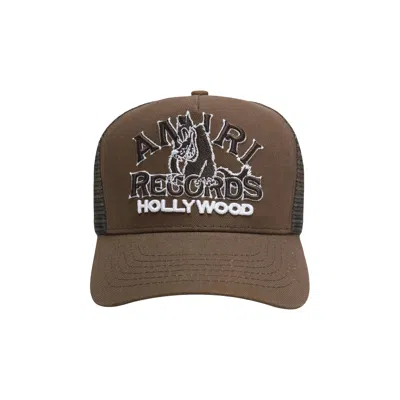 Pre-owned Amiri Wolf Logo Trucker Hat 'acorn' | Brown | Men's Size Onesize