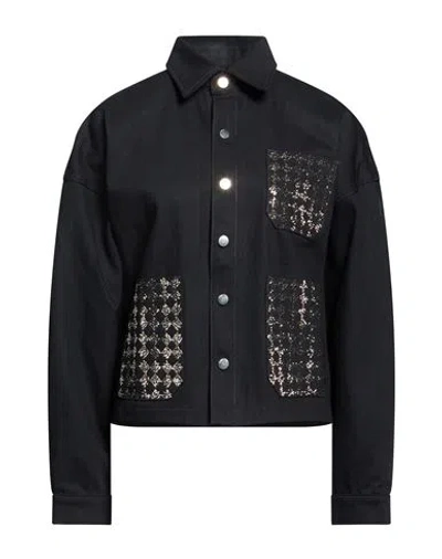 Amiri Woman Denim Outerwear Black Size M Cotton