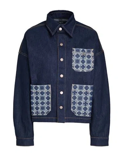 Amiri Woman Denim Outerwear Blue Size L Cotton