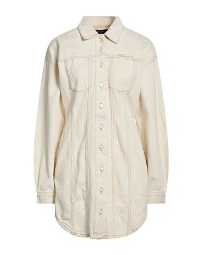Amiri Woman Denim Outerwear Ivory Size L Cotton In White