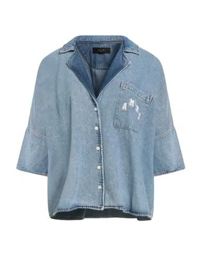 Amiri Woman Denim Shirt Blue Size M Cotton
