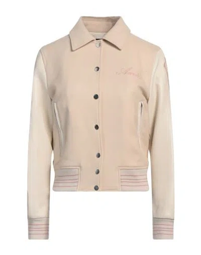 Amiri Woman Jacket Beige Size L Wool, Nylon, Ovine Leather