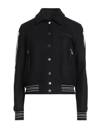 AMIRI AMIRI WOMAN JACKET BLACK SIZE L WOOL, NYLON, OVINE LEATHER