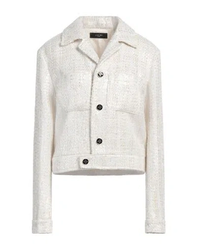 Amiri Woman Jacket Ivory Size 10 Polyester, Wool In White