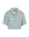 Amiri Crystal Textured Cropped Shirt With Patch Pockets In Green