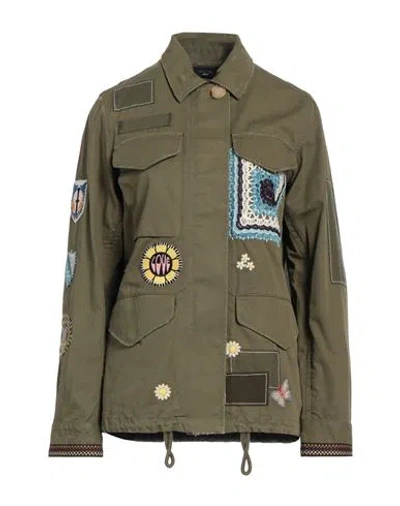 Amiri Woman Jacket Military Green Size 2 Cotton