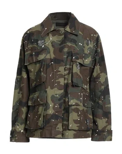 Amiri Woman Jacket Military Green Size L Cotton In Multi