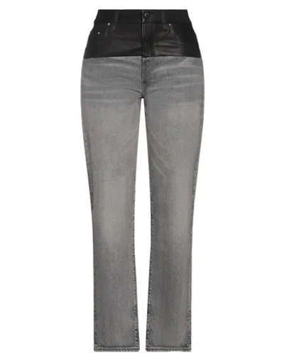 Amiri Woman Jeans Black Size 29 Cotton, Bovine Leather