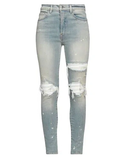Amiri Woman Jeans Blue Size 30 Cotton, Elastomultiester, Elastane, Cow Leather