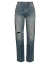 Amiri Woman Jeans Blue Size 31 Cotton, Cow Leather