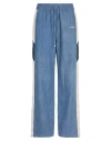 Amiri Side-stripe Chambray Pull-on Track Pants In Blue