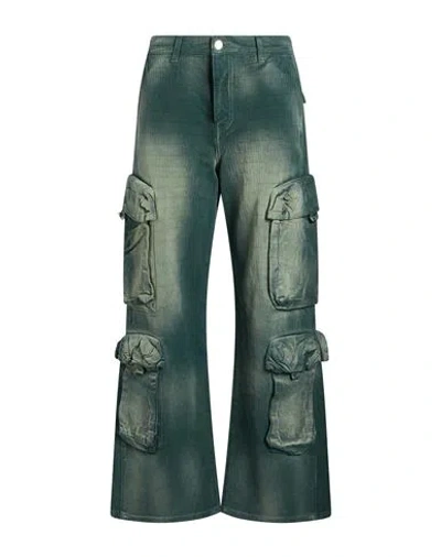 Amiri Woman Jeans Green Size 33 Cotton In Gray
