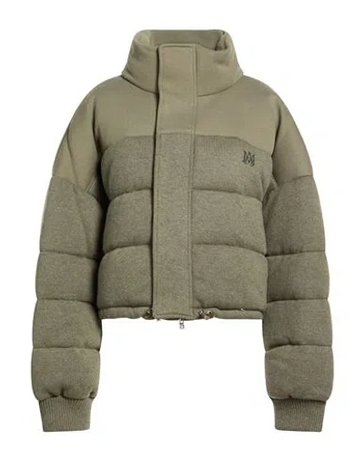 Amiri Woman Puffer Sage Green Size L Cashmere, Cotton