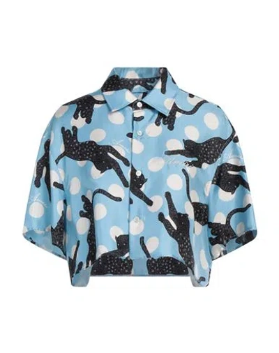 Amiri Woman Shirt Sky Blue Size Xs Silk In Multi
