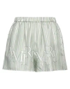 Amiri Silk Satin Logo Shorts In Green,multi