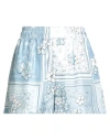 Amiri Woman Shorts & Bermuda Shorts Sky Blue Size L Silk In Blue