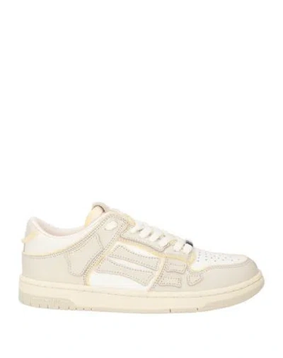 Amiri Woman Sneakers Beige Size 10 Leather, Textile Fibers In Metallic