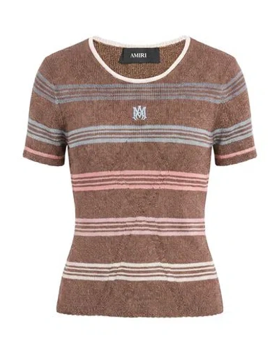 Amiri Woman Sweater Light Brown Size S Viscose, Polyester, Polyamide, Metal Fiber In Beige