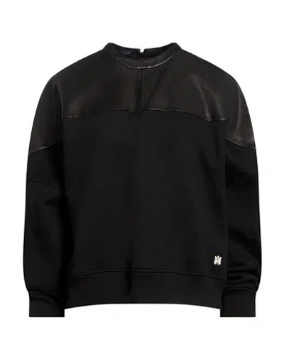 Amiri Woman Sweatshirt Black Size M Cotton, Cow Leather
