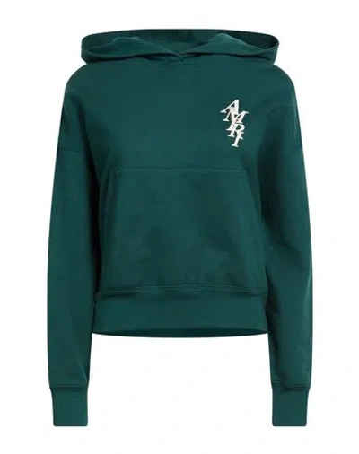 Amiri Woman Sweatshirt Dark Green Size L Cotton, Elastane