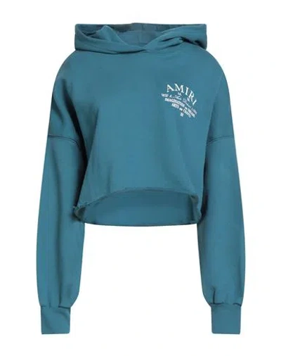 Amiri Woman Sweatshirt Deep Teal Size L Cotton In Blue