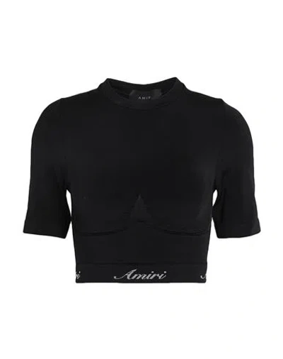 AMIRI AMIRI WOMAN T-SHIRT BLACK SIZE XXS POLYAMIDE, ELASTANE