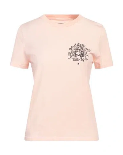 Amiri Woman T-shirt Light Pink Size L Cotton
