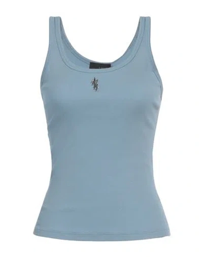 Amiri Woman Tank Top Light Blue Size S Cotton, Modal, Elastane