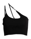 Amiri Asymmetric Knit Cropped Top In Black