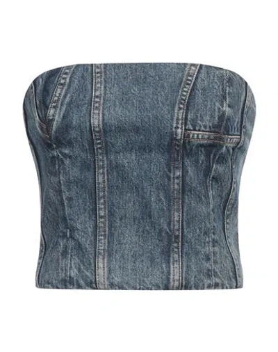 AMIRI AMIRI WOMAN TOP BLUE SIZE 4 COTTON