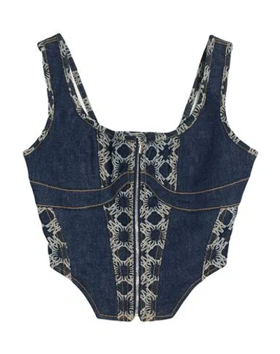 Amiri Woman Top Blue Size L Cotton, Elastane
